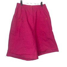 Vintage 90  s Retro High Waisted Bright Pink Walking Bermuda Shorts Cotton Ramie