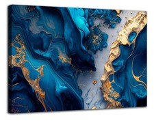 Bilder Leinwand 120 x 80 cm blau golden Lounge Wandbild Bild 5044