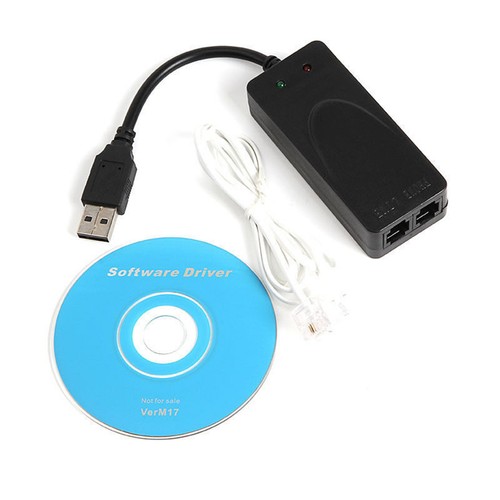 New Dual RJ11 Ports USB 56K External Dial Up Voice Fax Data Modem Win 7/8/10 - Picture 3 of 4