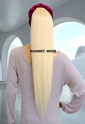 26'' PONYTAIL HAIR PIECE EXTENSIONS DRAWSTRING LONG STRAIGHT BLEACH BLONDE NWT