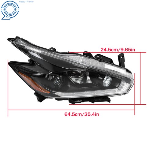 For 2018 Nissan Murano Halogen Headlight LED DRL Projector Headlamp Passenger - Picture 7 of 19