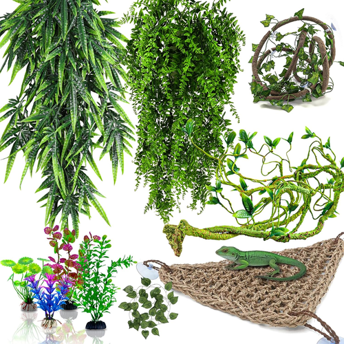 Reptile Plants for Bearded Dragon Tank Accessories Reptile Hammock Terrarium - Picture 9 of 12