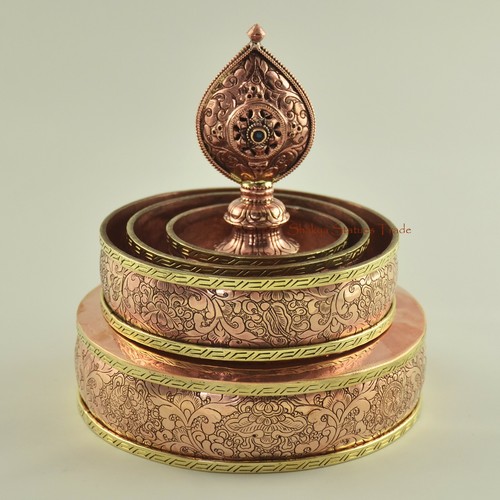 Objetos Dharma Tibetano Budista Cobre Ritual Ofrenda Cobre Mandala Set 5" - Imagen 6 de 9