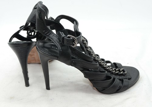 COACH JEWELS Cage Soft Milled Leather Dress Heel Black Sandals Womens Sz 7 - Picture 2 of 3
