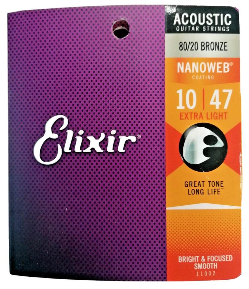 Guitare acoustique extra légère Elixir Nanoweb 80/20 bronze 10-47 - Photo 1/4
