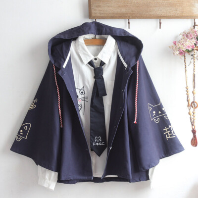 Girls Hooded Coat Jacket Tops Loose Cloak Poncho Short Cape