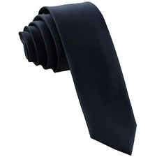 New Polyester Men's 1.5" skinny Neck Tie solid formal wedding navy blue party