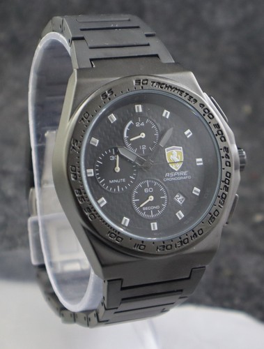 Luxury Ferrari Chronograph Black Dial ''Date'' Wristwatch Stainless Steel Band - Picture 6 of 8