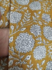 Indian 5 Yard Cotton Handcrafted Hand Block Floral Print Multicolor Fabric