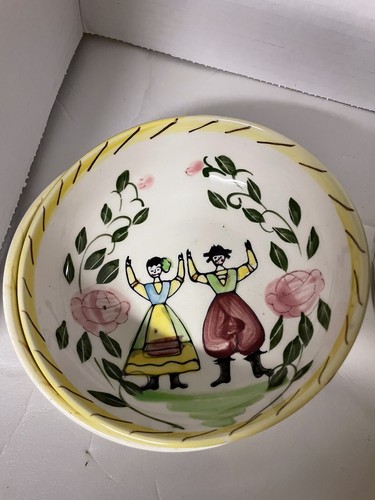 Vintage Hand Painted Pennsylvania Folk Art Fraktur Style Amish German Soup Bowl - Picture 7 of 8