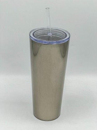 Starbucks Stainless Steel Brushed Silver Tumbler 24oz Venti Cup With STRAW - NWT