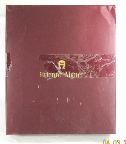 NOS Etienne Aigner Gift Set Croc Leather Clutch Bag Checkbook Pen Burgundy Strap - Picture 4 of 4