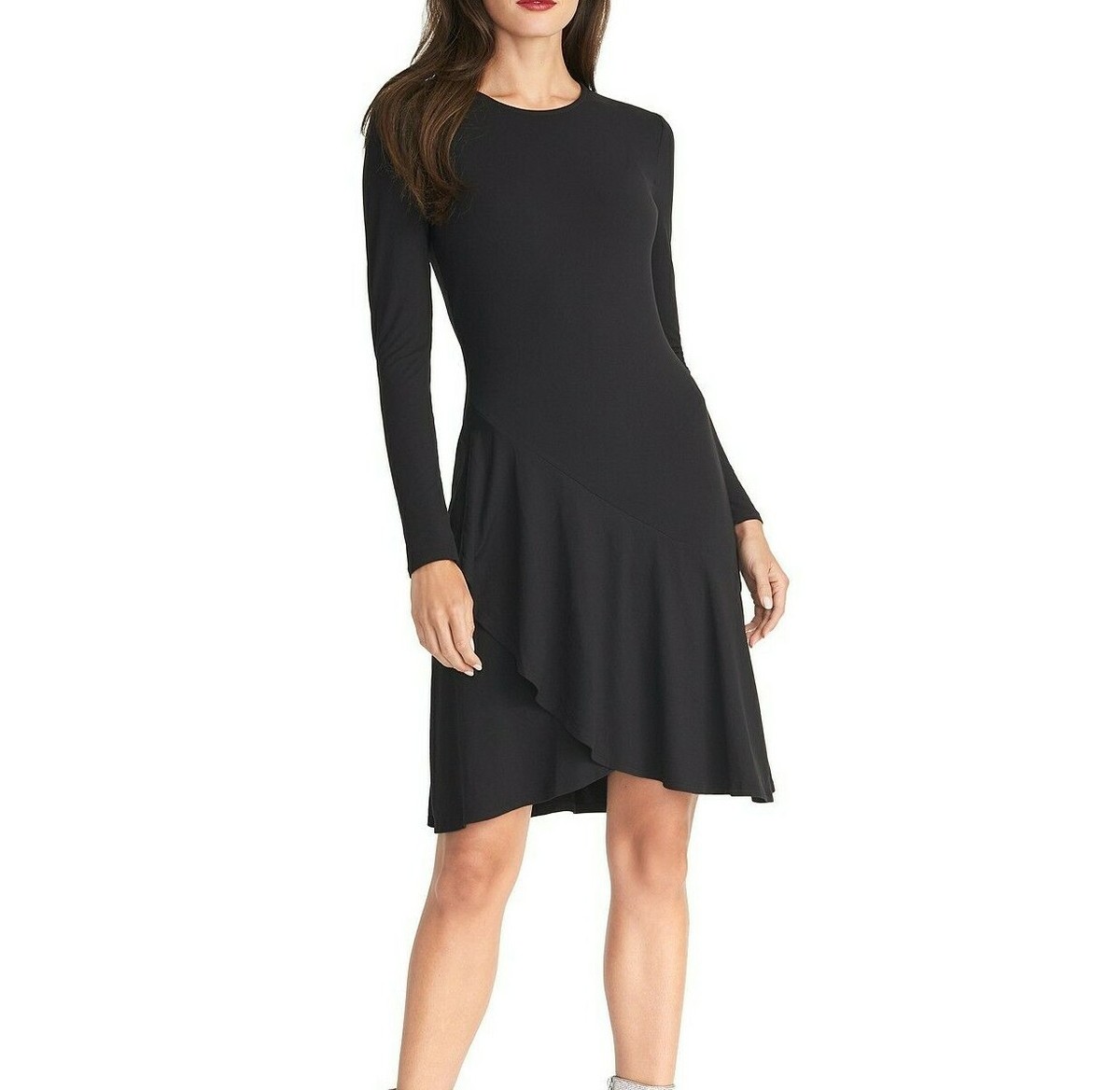 rachel roy dress black Rachel Ruffled Medium Womens Sheath Hortense Stretch New Modal Sweetheart-Neck A-Line Mini Collection: ETHEREAL Size:2- FINAL SALE Hugging your curves with