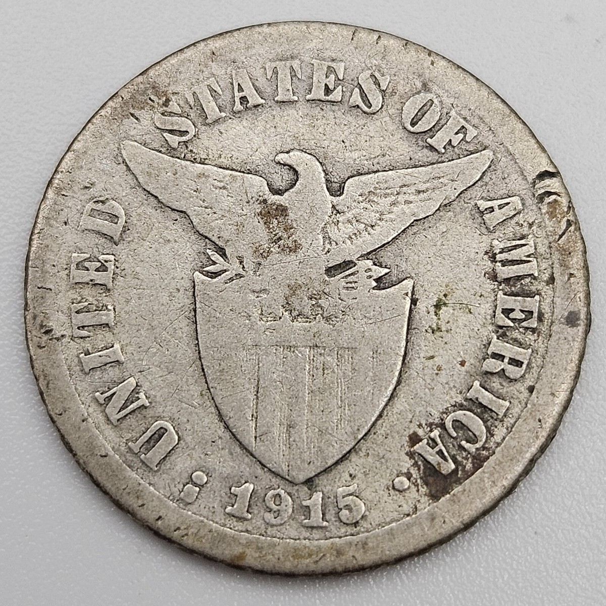 1915-S 10 Centavos AG Philippines US San Francisco Mint Silver