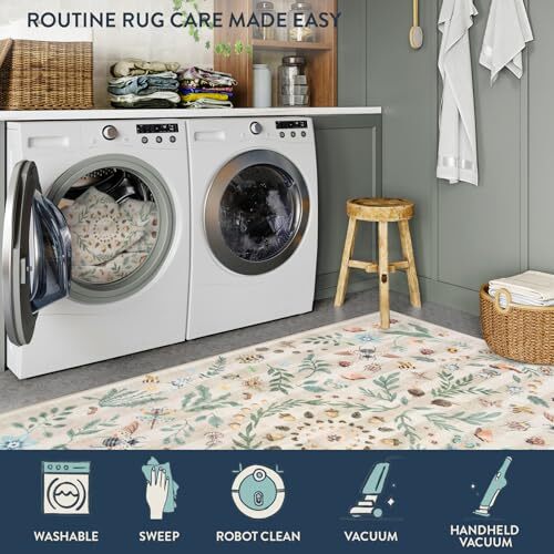 Insect Botanical 2x3 Bathroom Rugs Non Slip Washable Door Mat 2' x 3' Beige - Picture 4 of 6