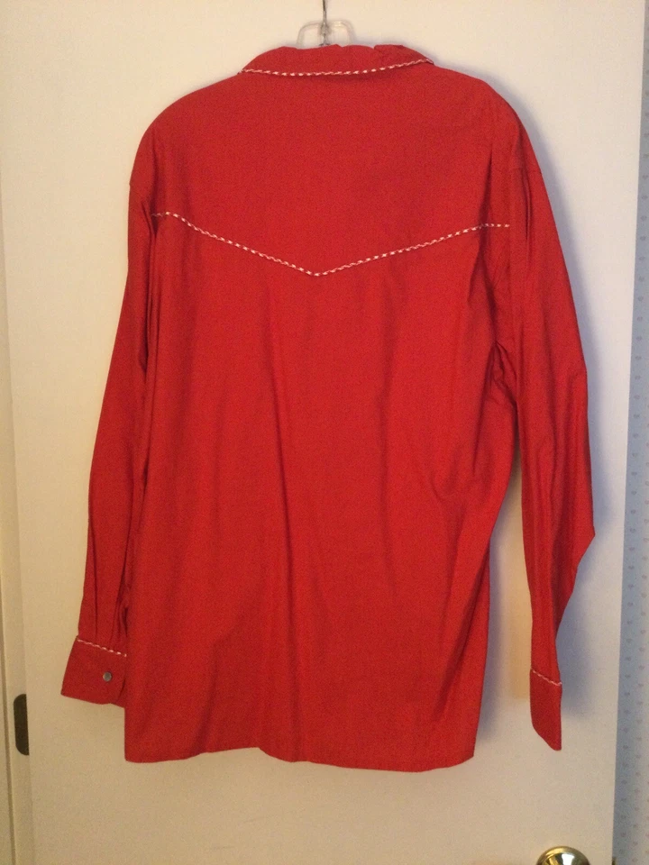 Camisa de Rodeo Vaquero Occidental Michael Sharp EE. UU. Para Hombres Talla M Botón Perla Roja De Colección Foto 2 de 3