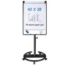 Mobile Dry Erase Board – 40x28 inches Magnetic Portable Whiteboard w/ 25 Sheets