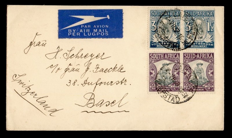 DR WHO 1939 SOUTH AFRICA CAPETOWN AIRMAIL TO SWITZERLAND R77671
