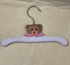 Vintage Child Wood Clothes Hanger Handcarved Teddy Bear 12" Wall Nursery Decor