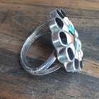 Vintage Unique Native American Zuni Multi-Stone Inlay Sunface Silver Ring Signed — photo 7