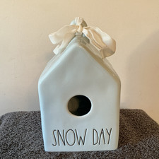 Rae Dunn Ceramic Hanging Bird House White "SNOW DAY"