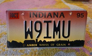 1995 INDIANA HAM RADIO LICENSE PLATE #W9 IMU "Amber Waves Of Grain"