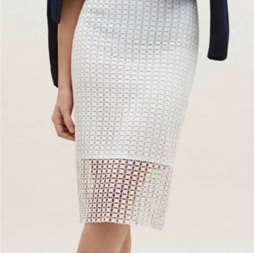 Ann Taylor Graphic NWT Lace Pencil Skirt Size 0 White Ivory $119 - Picture 1 of 7