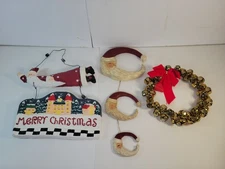 Christmas Holiday Hangable Wall Art Decorations Jingle Bells Santa Moon City 