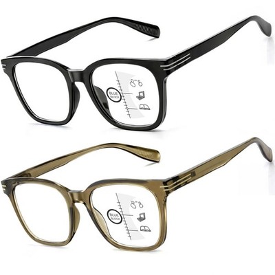 Classic Bold Progressive Multifocus Reading Glasses Men, Blue Light Blocking ...