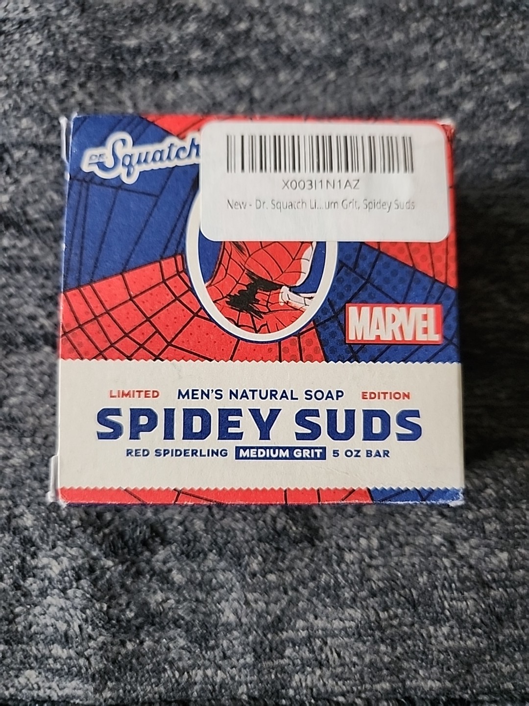 (1)Dr Squatch Limited Edition Natural Soap Medium Grit Spider-Man Spidey Suds