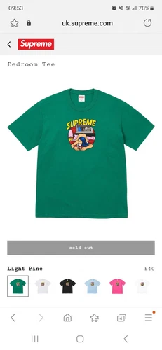 Tee shirt Supreme Bedroom SS25 vert pin clair homme taille L neuf