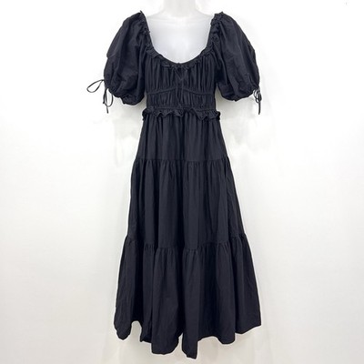 En Saison Dress XS Black Brielle Dark Cottagecore Milkmaid Babydoll Romantic