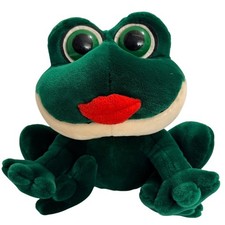 Russ Smooches Frog Plush Big Eyes Red Lips Green 9 inch Polyester Fiber 25566P