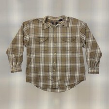 VTG 90s Route 66 Plaid Flannel Classic Button Shirt Adult L Brown Multi Cotton