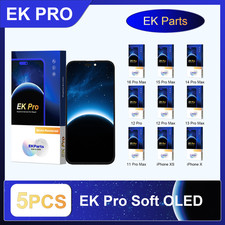 5 Pcs EK Soft Oled For iPhone X XS 11 12 13 14 15 16 Pro Max Touch Screen Lot