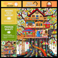 500 Piece Enchanted Treehouse Jigsaw Puzzle - Whimsical Art for Adults Familie