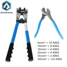 Battery Cable Lug Crimping Tool Wire Crimper For 10-0AWG with Cable Cutter