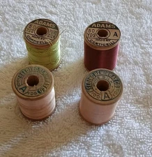 Lot Of 4 Vintage Belding Hemingway,Adams Pure Silk Thread Wiiden Spools