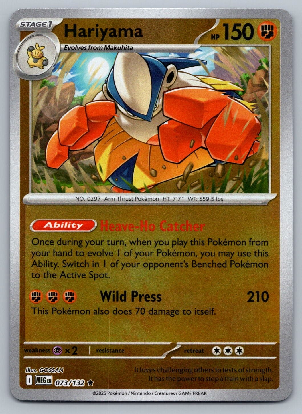 2025 Pokemon Mega Evolution Hariyama 073/132 Reverse Holo