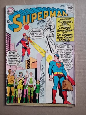 Superman No 168. Special All- Luthor Issue. 1964 DC Comic. Swans Art. VG-