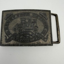 Vintage Ford Model T Belt Buckle Henry Ford Detroit Automobiles Brass Tone