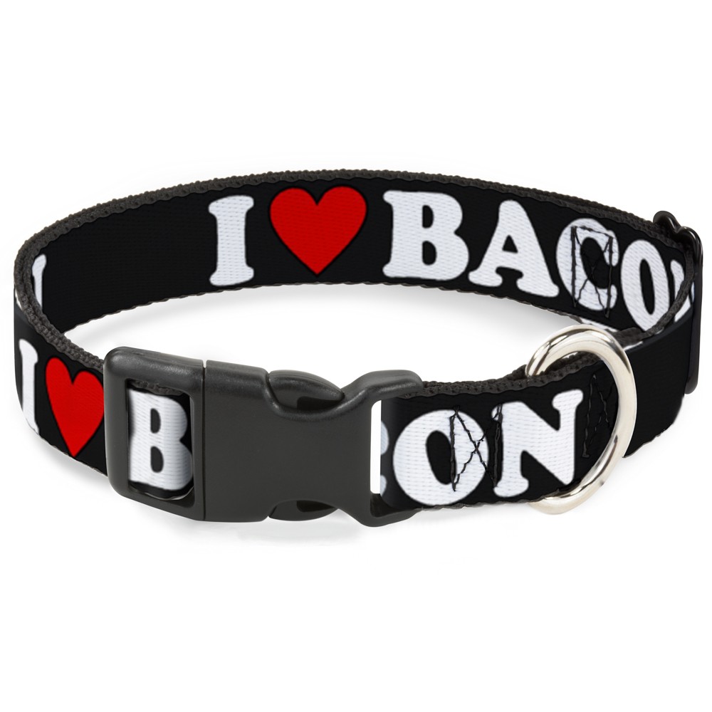 Plastic Clip Collar I ""HEART"" BACON Black/White/Red NARROW-Medium 8. (US IMPORT)