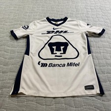 Pumas UNAM Jersey Boys Large White Navy Soccer DHL Banca Mifel Nike Dri Fit