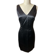 Vintage Guess Maurice Marciano Black Faux Satin Sleeveless Dress Women's Size 4