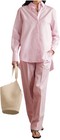 Light Pink Cotton Wide-Leg Pleated Relaxed Fit Women's Dress Pants with Pockets — photo 7