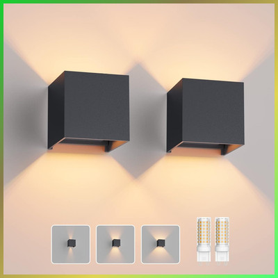 Aussenlampe Set 2 Stück G9 LED Warmweiß 3000K Aluminium Wandleuchte Garten