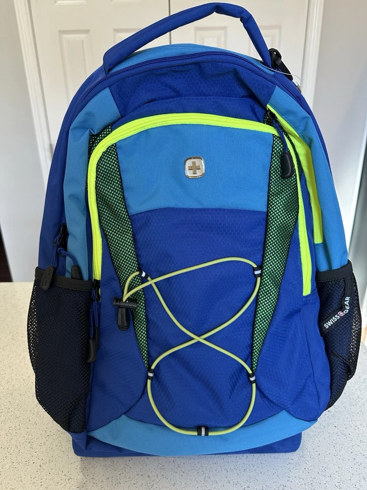 SWISSGEAR 18 pulgadas Mochila para portátil azul real y verde azulado con adornos amarillos caminata escolar-NUEVA CON ETIQUETAS Foto 3 de 4