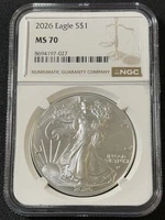 2026 1 Oz .999 American Silver Eagle ASE Coin NGC MS 70 Brown Label Slabbed!!
