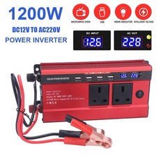 1200W Caravan Van Converter Power Inverter DC 12V To AC 240V LCD 4USB UK Socket