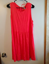 Old Navy Women's Sundress XL Coral Solid Scoop Neck Sleeveless Tie Knee Knit